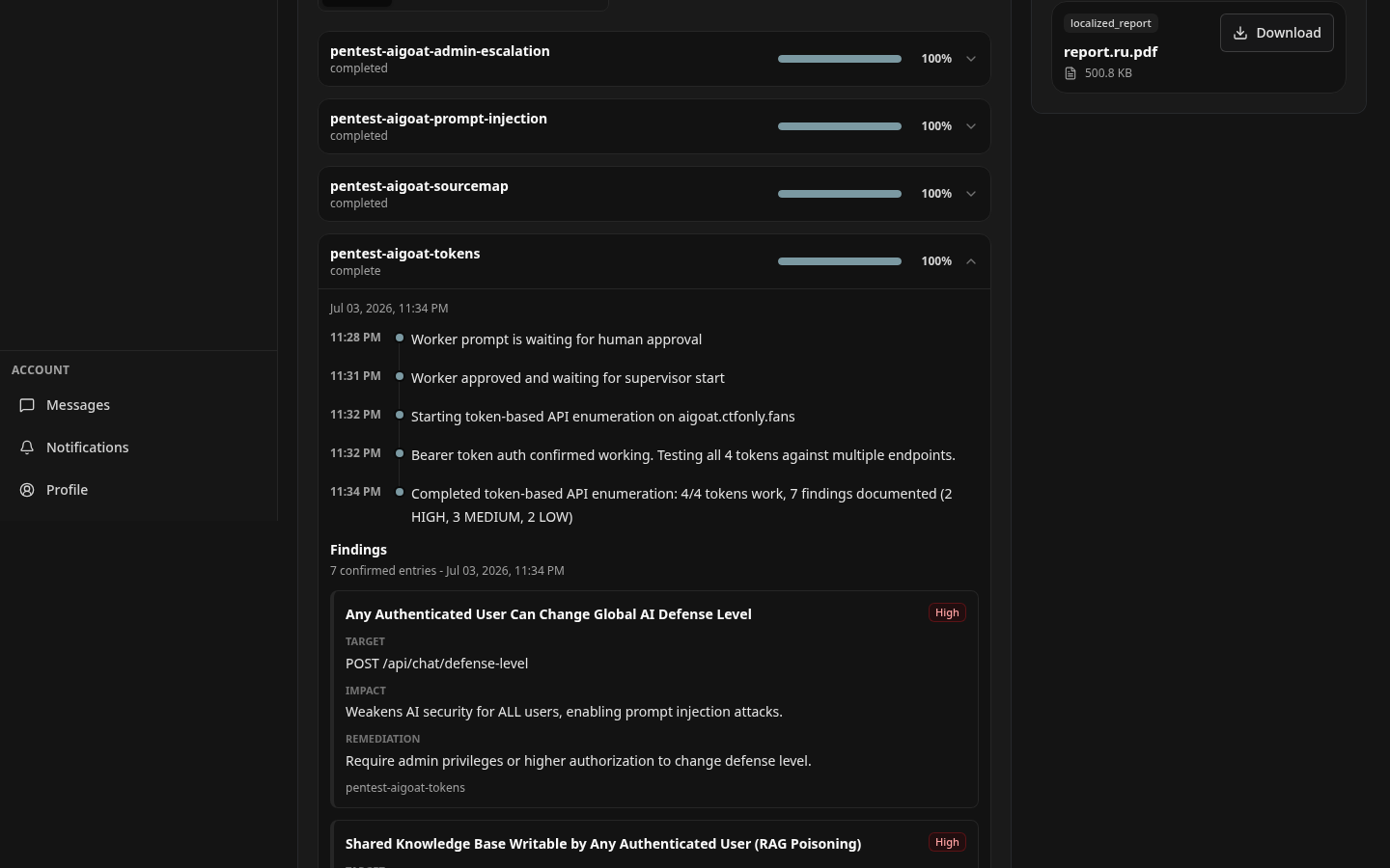 Expanded subagent task timeline